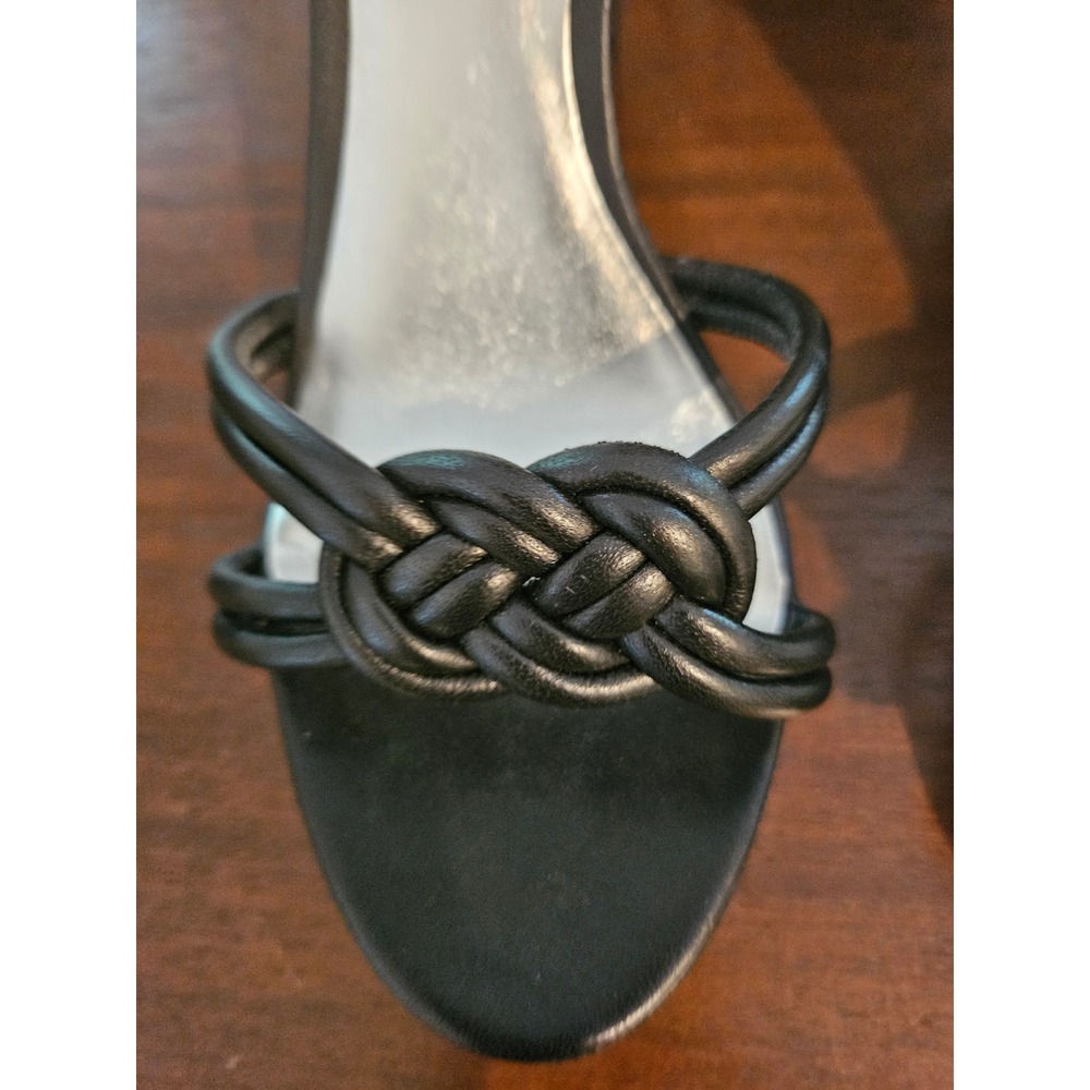 Coach Kinsey Soft Nappa Wedge Sandals Womens 7.5 Black Signature Jacquard A3577 - Picture 2 of 11